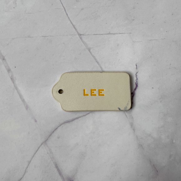 Coach Beige White Leather Tag Keychain w/ Engraved Lee - Handbag Accessories - Picture 3 of 6